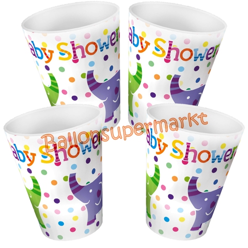 Partybecher-Baby-Shower-Elefant-bunt-Partydekoration-Geburt-Babyparty-Tischdeko