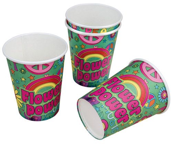 Partybecher-Flower-Power-Hippie-70er-Jahre-Mottoparty-Love-and-Peace