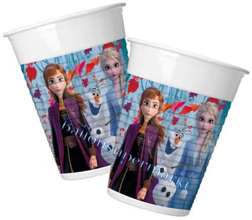 Partybecher-Frozen-2-Partydekoration-Kindergeburtstag-Eiskoenigin-2-Tischdeko-Disney-Elsa-Anna