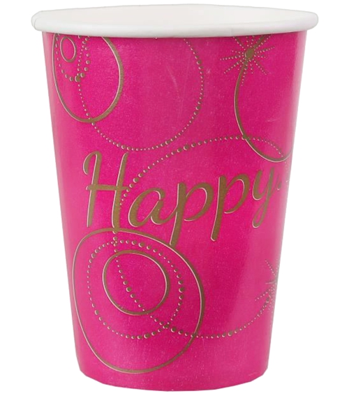 Partybecher-Happy-Pink-Partydeko-Dekoration-Party-Fest-Feier