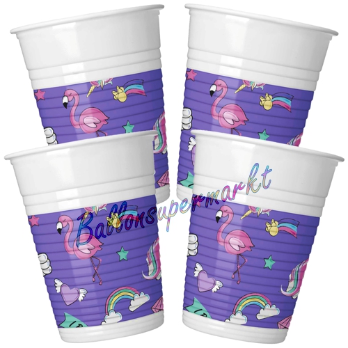 Partybecher-Minnie-Maus-Einhorn-Partydekoration-Kindergeburtstag-Minnie-Unicorn-Tischdeko