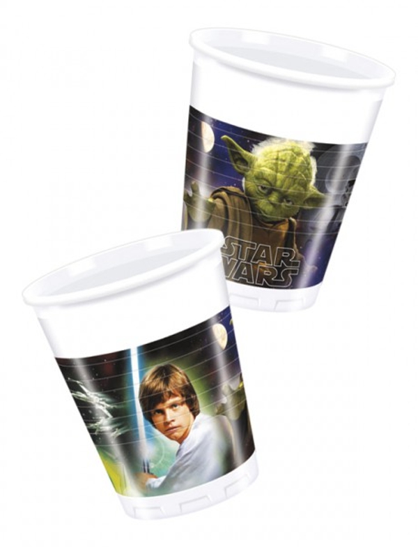 Partybecher-Star-Wars-Heroes-Krieg-der-Sterne-Luke-Skywalker-Meister-Yoda-Laserschwert-Plastikbecher-Todesstern