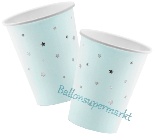 Partybecher-Sterne-Hellblau-Partydeko-Geburtstag-Dekoration-Babyparty-Party-Fest-Feier