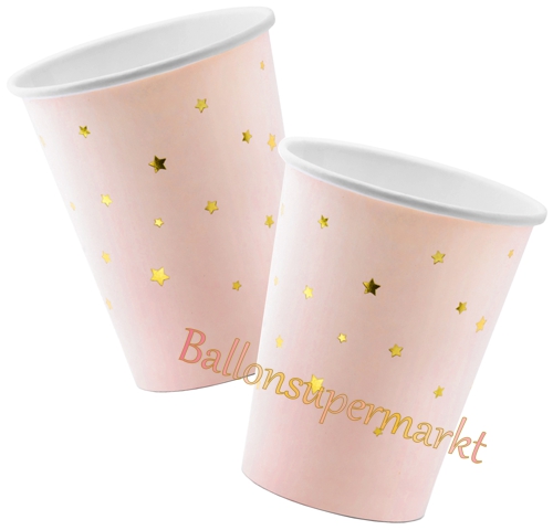 Partybecher-Sterne-Rosa-Partydeko-Geburtstag-Dekoration-Babyparty-Party-Fest-Feier