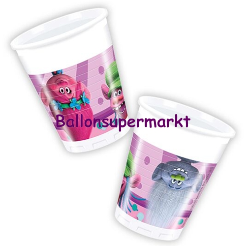 Partybecher-Trolls-Partydekoration-Kindergeburtstag-Poppy-Branch-Cooper-Dreamworks