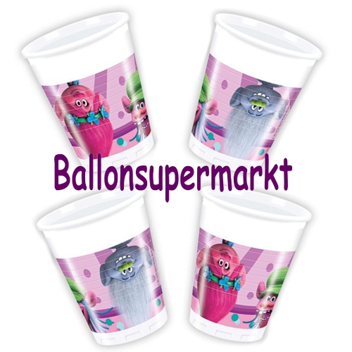 Partybecher-Trolls-Partydekoration-Kindergeburtstag-Poppy-Branch-Cooper