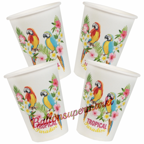 Partybecher-Tropisch-Partydeko-Tischdekoration-zur-Mottoparty-Hawaii-Beachparty-Tropen