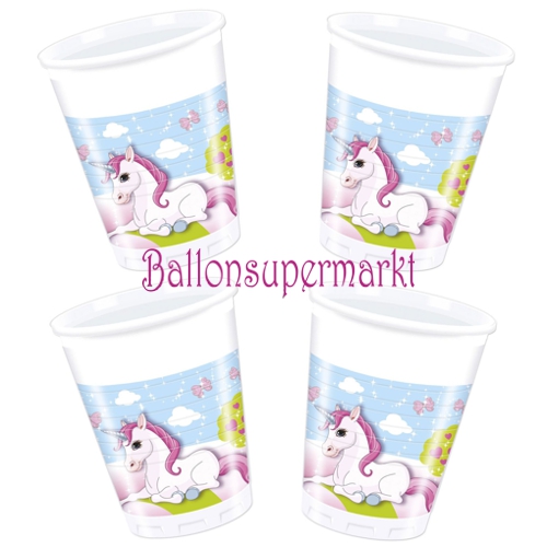 Partybecher-Unicorn-Partydekoration-Kindergeburtstag-Einhorn-Fabelwesen