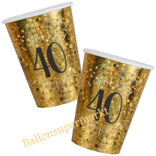 Partybecher-holografisch-Gold-Zahl-40-Partydekoration-zum-40.-Geburtstag-Tischdeko