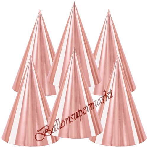 Partyhuetchen-Rosegold-Metallic-Partydekoration-Geburtstagsdeko-Hut