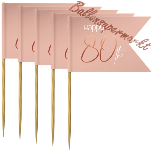 Partypicker-Elegant-Lush-Blush-80-Dekoration-zum-80.-Geburtstag-Partydekoration-Deko-Picks