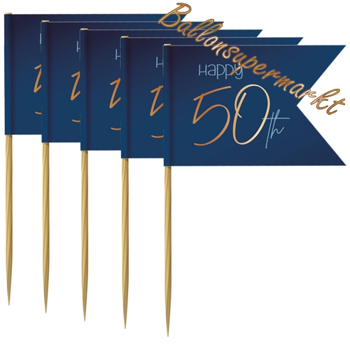 Partypicker-Elegant-True-Blue-50-Dekoration-zum-50.-Geburtstag-Partydeko-Deko-Picks