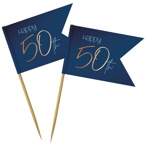 Partypicker-Elegant-True-Blue-50-Dekoration-zum-50.-Geburtstag-Partydekoration-Deko-Picks