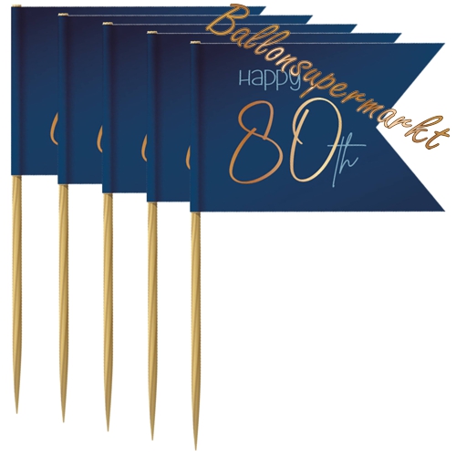 Partypicker-Elegant-True-Blue-80-Dekoration-zum-80.-Geburtstag-Partydeko-Deko-Picks