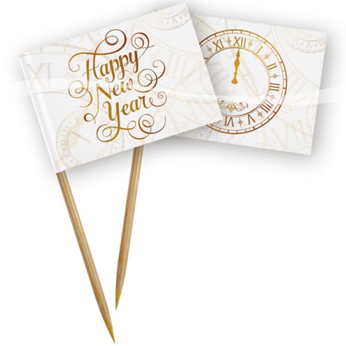 Partypicker-Happy-New-Year-Partydeko-Tischdekoration-Silvester-Neujahr-Buffetdekoration