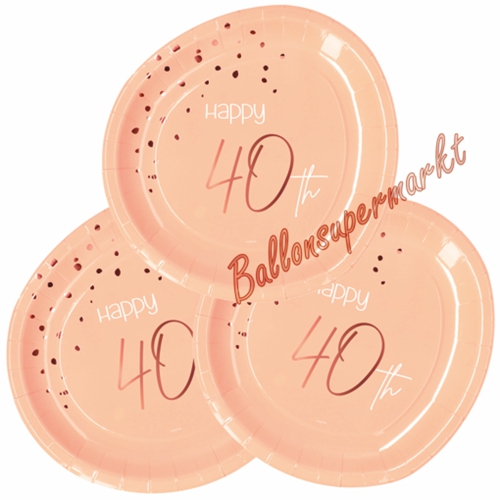 Partyteller-Happy-40th-Elegant-Lush-Blush-Tischdekoration-zum-40.-Geburtstag-Partydekoration