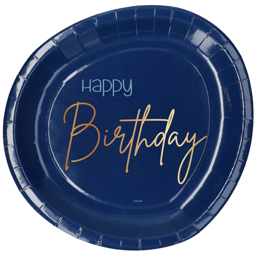 Partyteller-Happy-Birthday-Elegant-True-Blue-Tischdekoration-zum-Geburtstag-Partydeko
