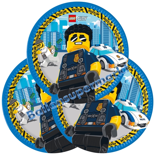 Partyteller-Lego-City-Partydekoration-Lego-Tischdeko-zum-Kindergeburtstag-Geburtstag
