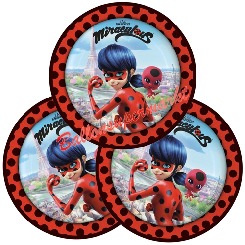 Partyteller-Miraculous-Ladybug-Partydekoration-Kindergeburtstag-Marinette-Tischdeko