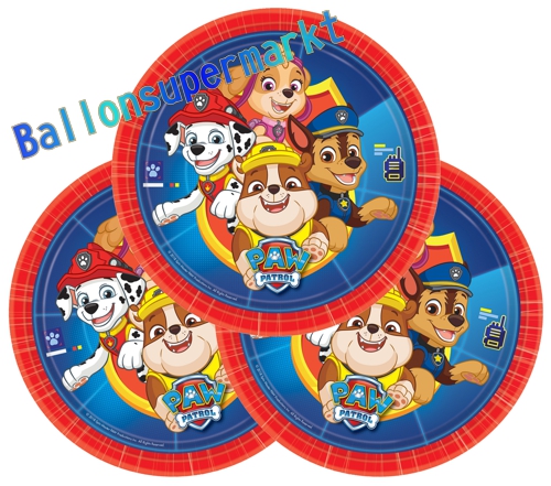 Partyteller-Paw-Patrol-2019-Partydekoration-Chase-Marshall-Kindergeburtstag-Pappteller