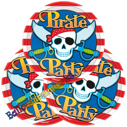 Partyteller-Pirate-Party-Partydekoration-Piraten-Tischdeko-zum-Kindergeburtstag-Freibeuter-Pappteller