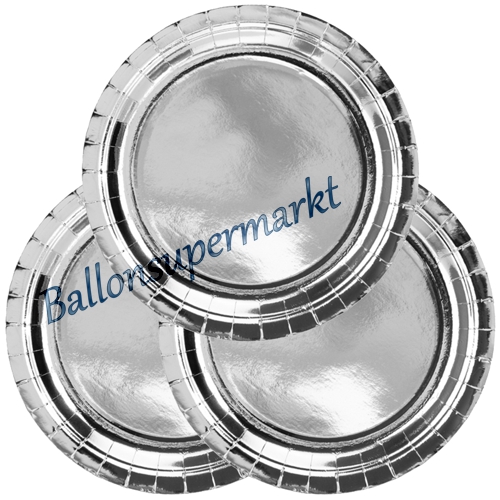 Partyteller-Silber-Partydeko-Dekoration-Party-Fest-Feier-Tischdekoration-Pappteller