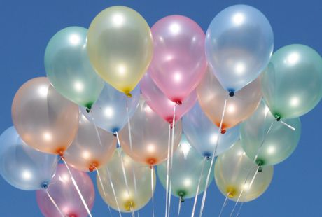 Perlmutt-Luftballons-mit-Helium-Ballongas Midi-Ballons-Helium-Set 50er, Komplettpaket