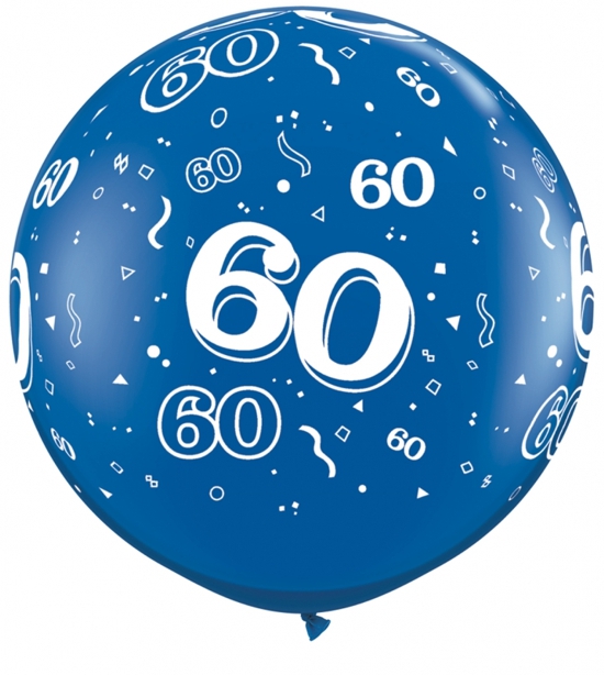 Riesenballon-Geburtstagszahl-60 blau