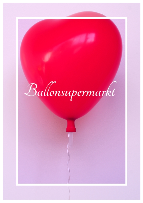 Roter Herzluftballon mit Helium, verschlossen mit einem Helium Ventil-Verschluss Oval mit Ballonband