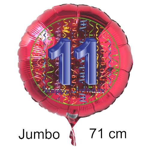 Rundluftballon-auf-rund-rot-71-cm-Zahl-11-mit-Helium Rundluftballon-auf-rund-rot-71-cm-Zahl-11-mit-Helium