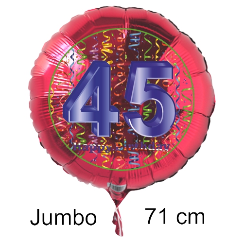 Rundluftballon-auf-rund-rot-71-cm-Zahl-45-mit-Helium
