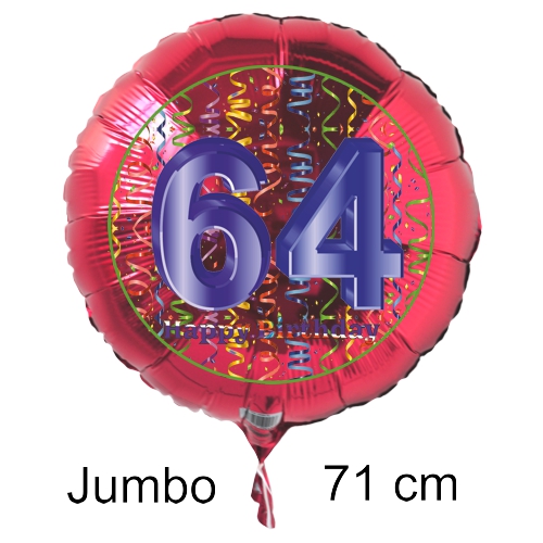 Rundluftballon-auf-rund-rot-71-cm-Zahl-64-mit-Helium