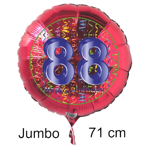 Rundluftballon-auf-rund-rot-71-cm-Zahl-88-mit-Helium