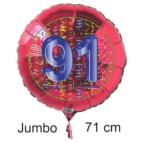Rundluftballon-auf-rund-rot-71-cm-Zahl-91-mit-Helium