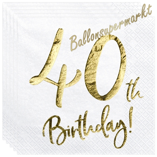 Servietten-40th-Birthday-Gold-Partydekoration-zum-40.-Geburtstag-Tischdekoration