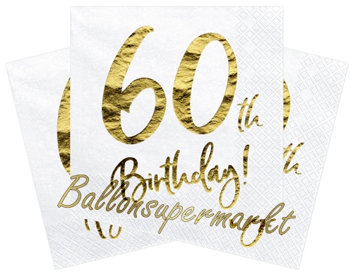 Servietten-60th-Birthday-Gold-Partydekoration-zum-60.-Geburtstag-Tischdeko