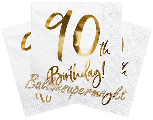 Servietten-90th-Birthday-Gold-Partydekoration-zum-90.-Geburtstag-Tischdeko