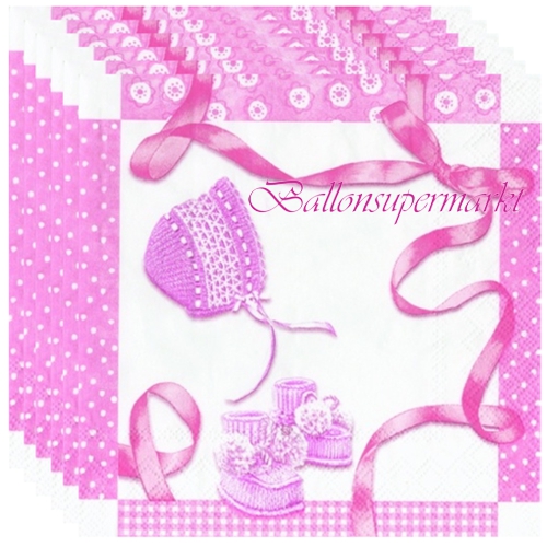 Servietten-Baby-Shower-rosa-Tischdekoration-Geburt-Babyparty-Maedchen