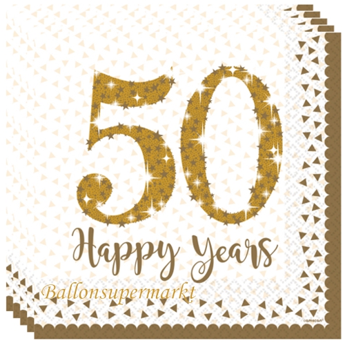 Servietten-Goldene-Hochzeit-50-Happy-Years-Tischdekoration-zur-Goldhochzeit-Buffet