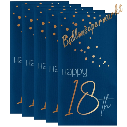 Servietten-Happy-18th-Elegant-True-Blue-Tischdekoration-zum-18.-Geburtstag-Partydekoration