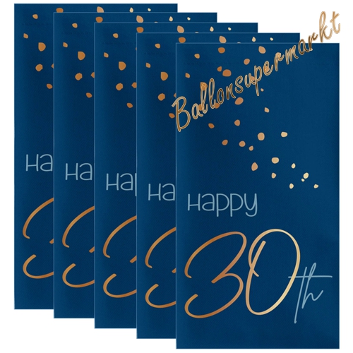 Servietten-Happy-30th-Elegant-True-Blue-Tischdekoration-zum-30.-Geburtstag-Partydekoration
