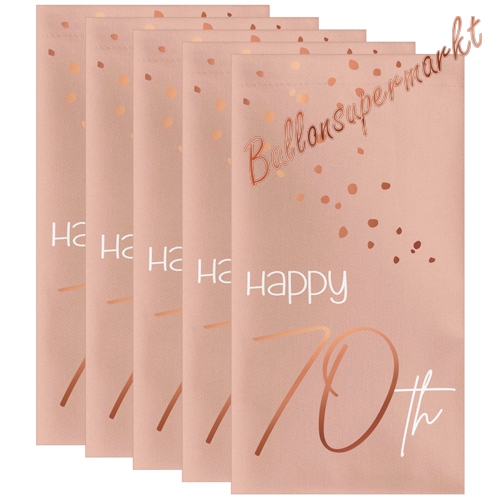 Servietten-Happy-70th-Elegant-Lush-Blush-Tischdekoration-zum-70.-Geburtstag-Partydekoration