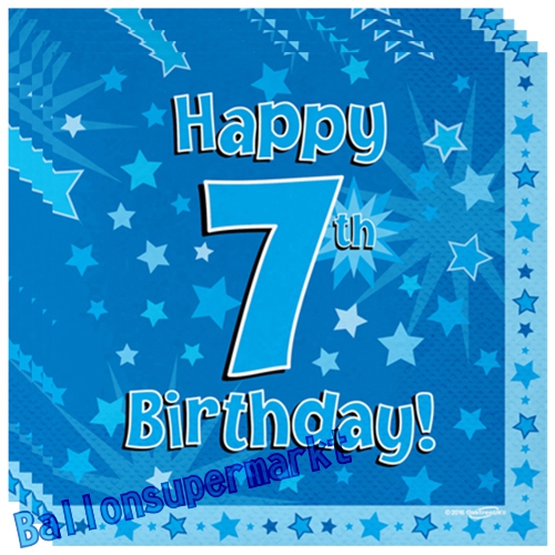 Servietten-Happy-7th-Birthday-Blau-Partydeko-Tischdekoration-zum-7-Geburtstag-Junge