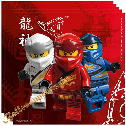 Servietten-Lego-Ninjago-Partydekoration-Ninjago-Tischdeko-zum-Kindergeburtstag-Geburtstag