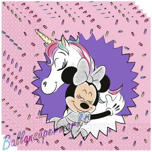 Servietten-Minnie-Maus-Einhorn-Partydekoration-Kindergeburtstag-Minnie-Unicorn-Tischdeko