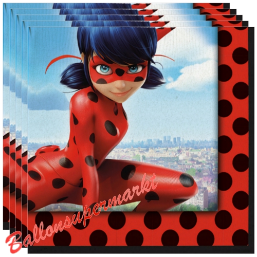 Servietten-Miraculous-Ladybug-Partydekoration-Kindergeburtstag-Tikki-Cat-Noir