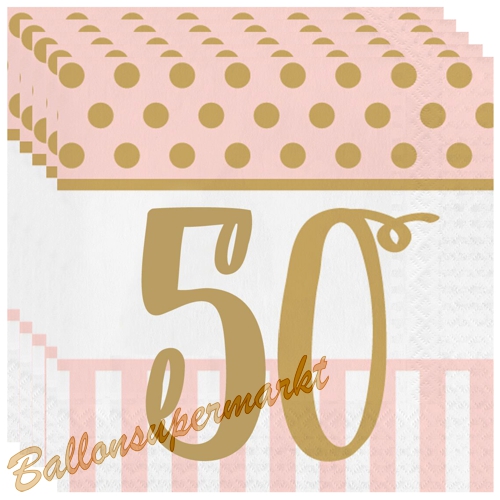 Servietten-Pink-Chic-Birthday-50-Partydeko-Tischdekoration-zum-50.-Geburtstag