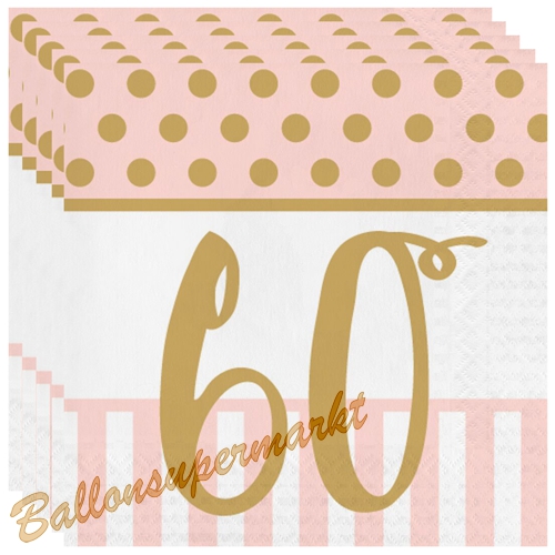 Servietten-Pink-Chic-Birthday-60-Partydeko-Tischdekoration-zum-60.-Geburtstag
