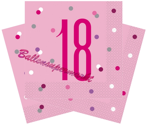 Servietten-Pink-and-Silver-Glitz-18-Partydekoration-zum-18.-Geburtstag-Tischdeko
