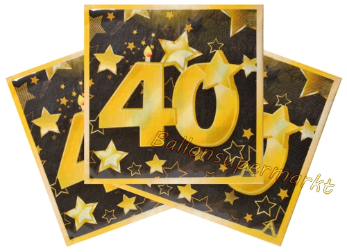 Servietten-Zahl-40-Schwarz-Gold-Partydekoration-zum-40.-Geburtstag